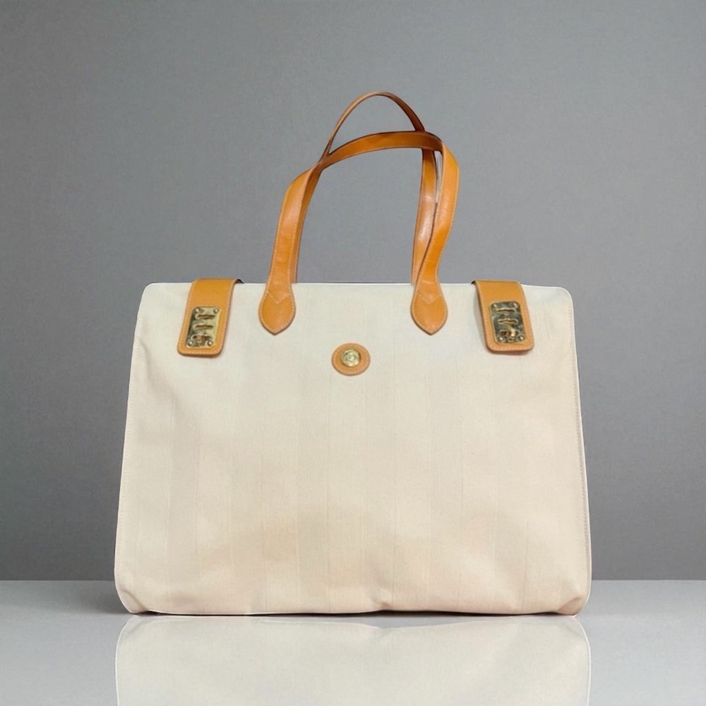VTG FENDI CANVAS LEATHER TRAVEL WEEKEND BAG DUSTBAG ITALY